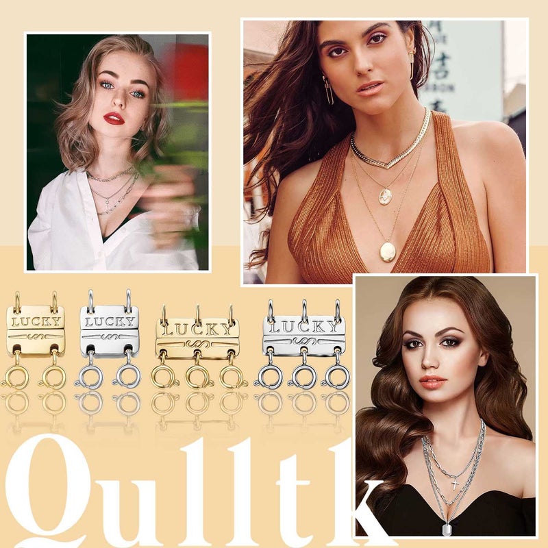 Qulltk Lucky Necklace Layering Clasps 18K Gold and Silver Separator for Stackable Necklaces Chains Multiple Necklace Clasps and Closures for Layered Look Magnetic - Image 5